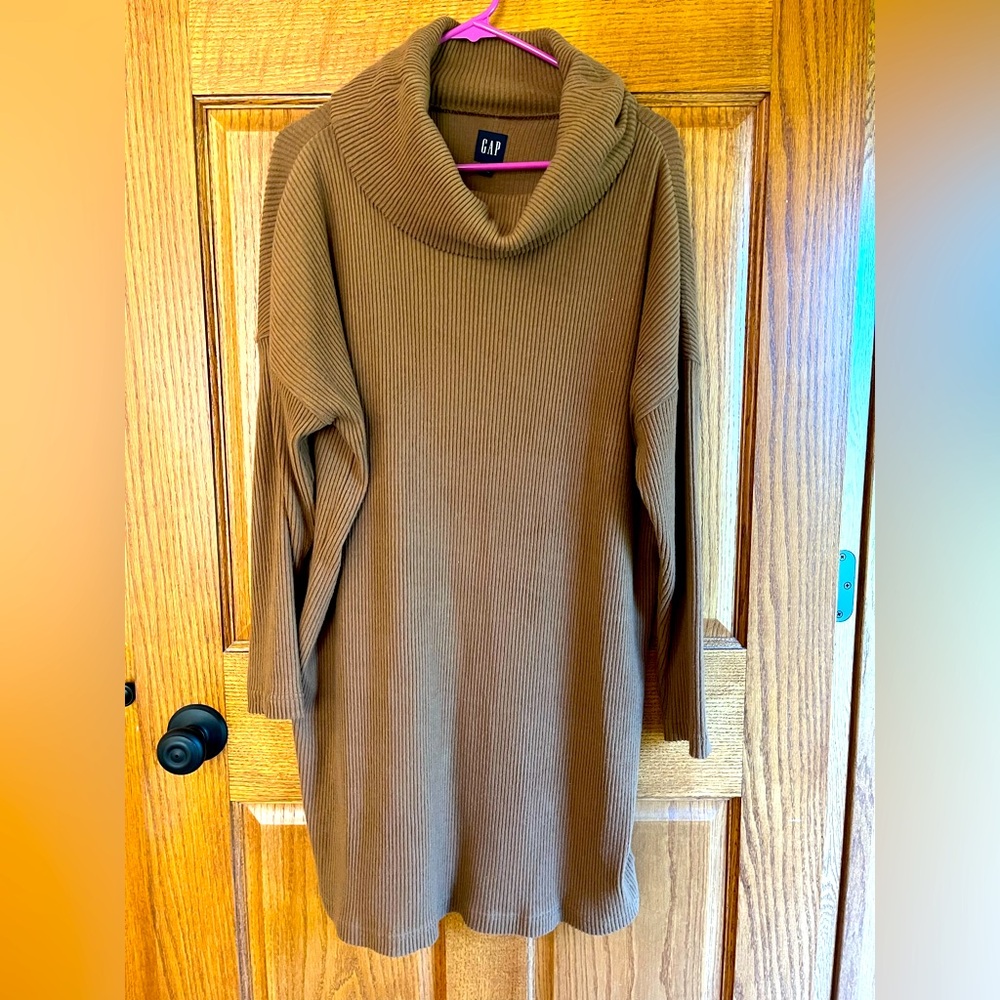 GAP Women's Cocoa Brown Cowl Neck Sweater-dress Medium